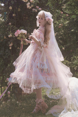 Moonlit Serenade Wedding Lolita JSK Set 1237 - LolitaEraPink SetSMoonlit Serenade Wedding Lolita JSK Set 1237
