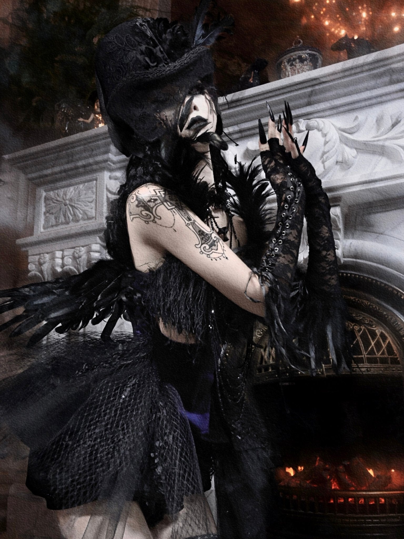 Mourning Day Dark Tulle Ballet Skirt Set - LolitaEra