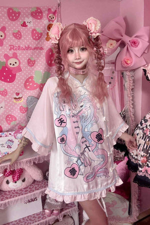 Neo - Chinese Anime Subculture Sweet & Edgy Qipao Dress - LolitaEraWhite TopSNeo - Chinese Anime Subculture Sweet & Edgy Qipao Dress