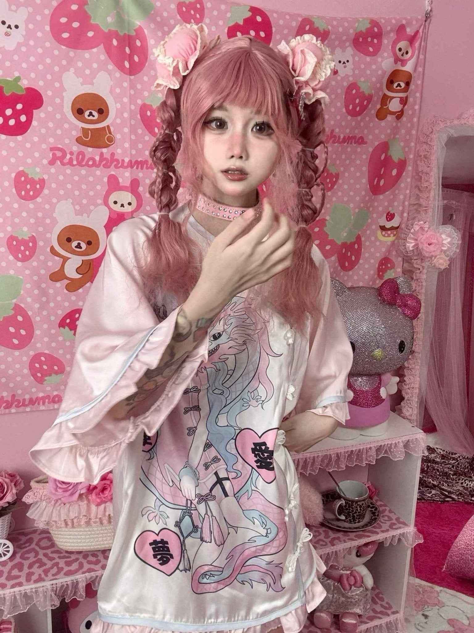 Neo - Chinese Anime Subculture Sweet & Edgy Qipao Dress - LolitaEraWhite ShortsSNeo - Chinese Anime Subculture Sweet & Edgy Qipao Dress