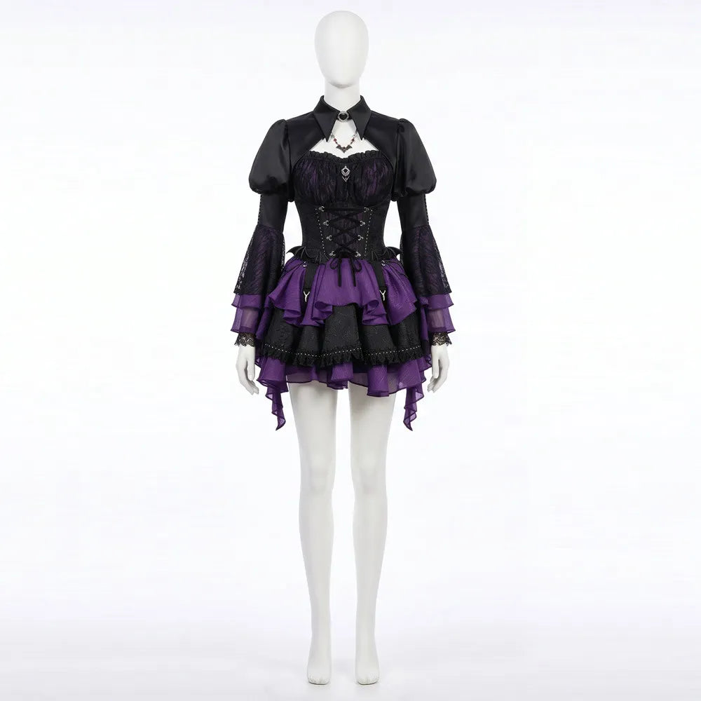 New Monster High Elissabat Cosplay Costume Vampire Punk Gothic Style Short Skirt Halloween Cosplay