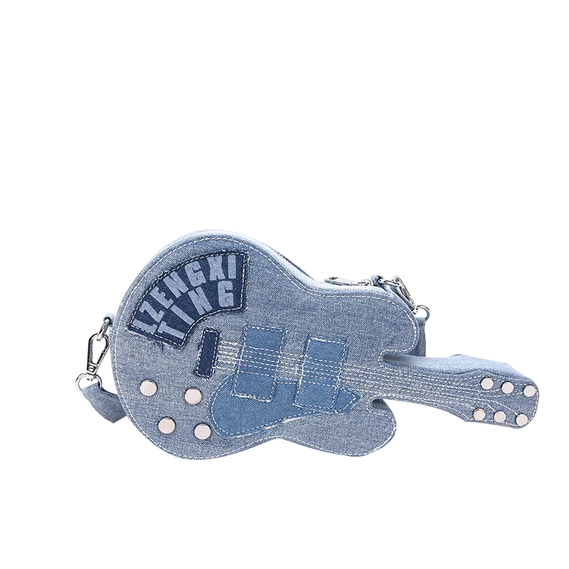 Niche Personalized Denim Small Bag Women's 2025 Korean Version Popular Casual Guitar Bag Fashion Versatile Trendy Shoulder Bag