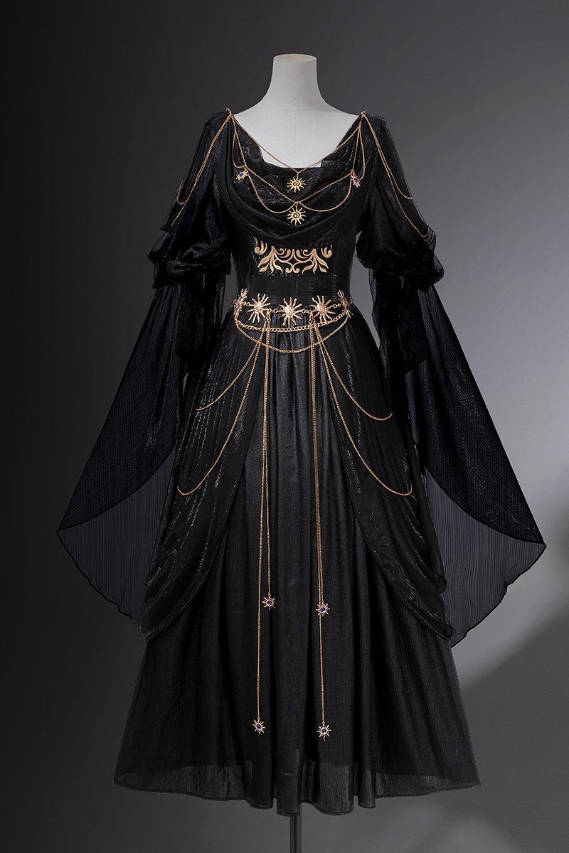 Night Envoy Gothic Black Grecian Dress 1331 - LolitaEraBlackSNight Envoy Gothic Black Grecian Dress 1331