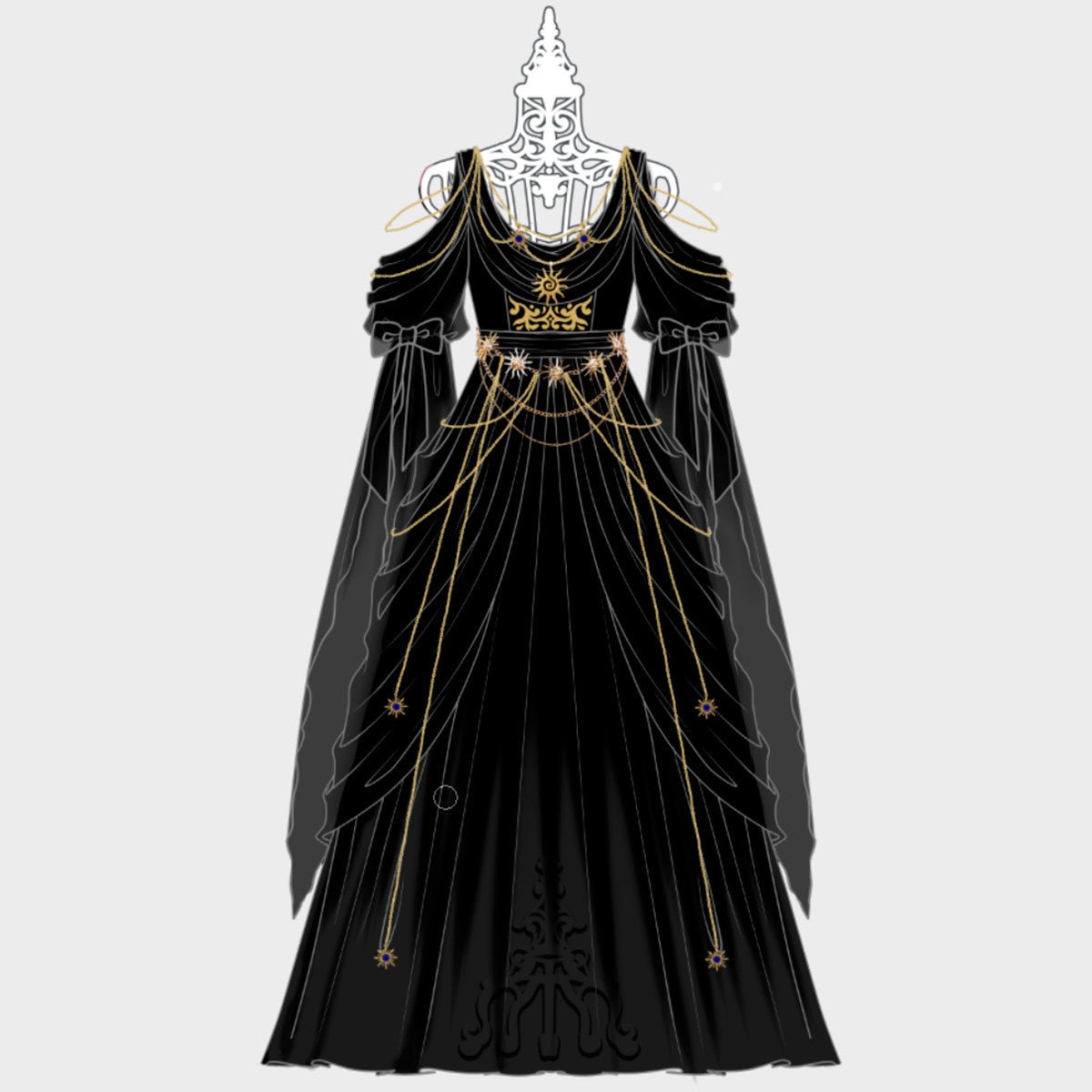 Night Envoy Gothic Black Grecian Dress 1331 - LolitaEraBlackSNight Envoy Gothic Black Grecian Dress 1331