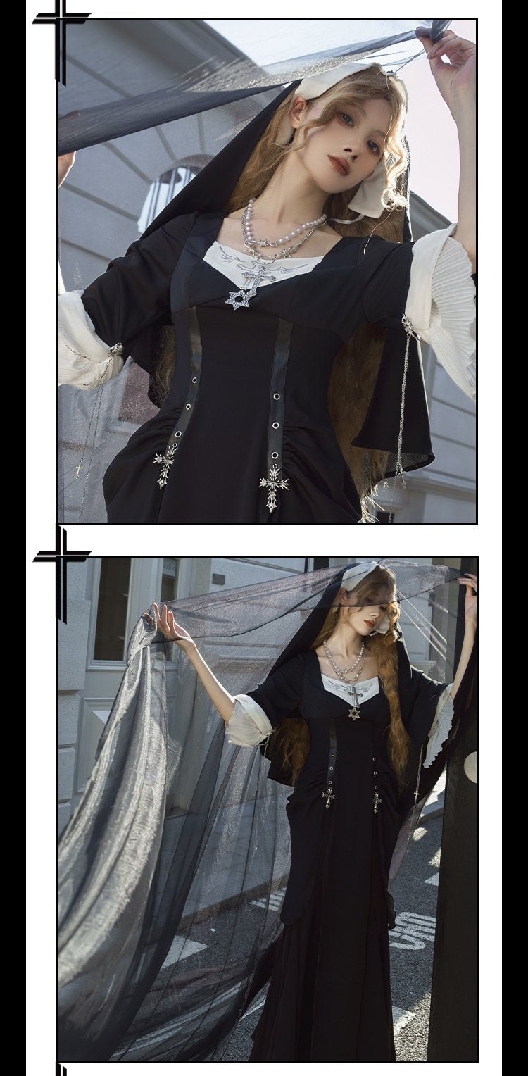 Nightfall Chapel Nun Classic Lolita OP Set 1223 - LolitaEraBlack OPSNightfall Chapel Nun Classic Lolita OP Set 1223