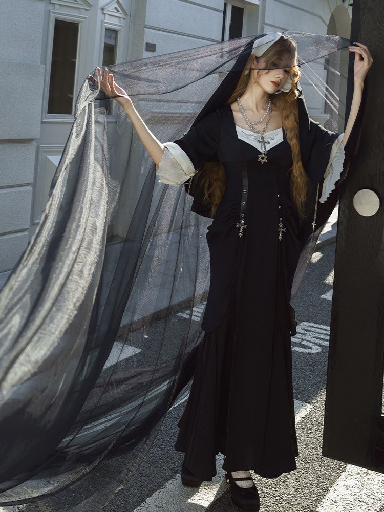 Nightfall Chapel Nun Classic Lolita OP Set 1223 - LolitaEraBlack OPSNightfall Chapel Nun Classic Lolita OP Set 1223