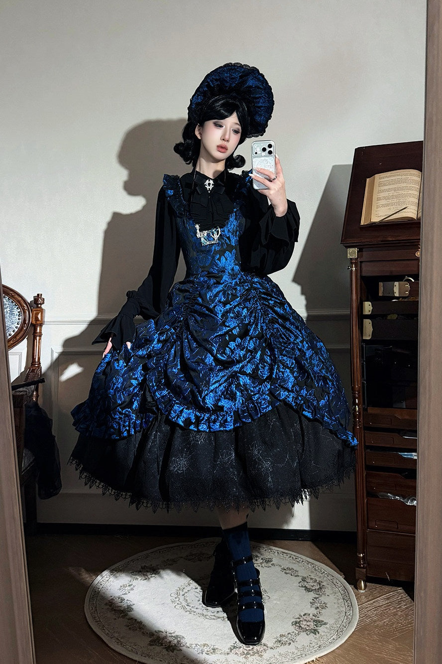 Nocturnal Lily Gothic Polka‑dot Lolita JSK - LolitaEra