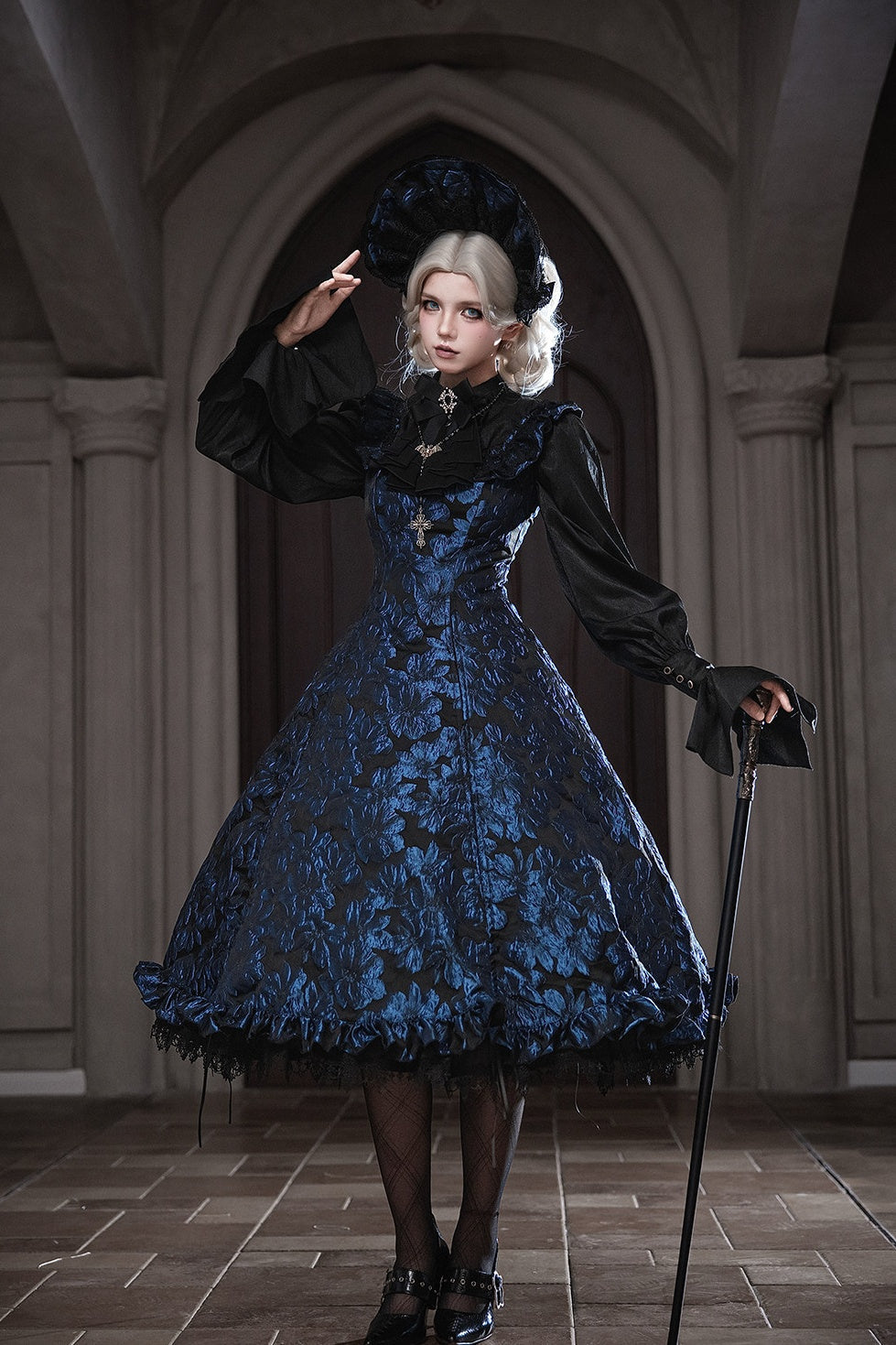 Nocturnal Lily Gothic Polka‑dot Lolita JSK - LolitaEra