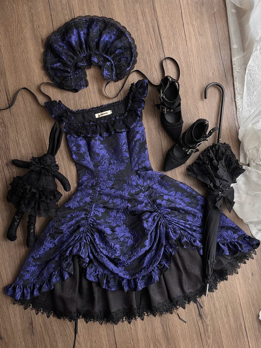 Nocturnal Lily Gothic Polka‑dot Lolita JSK - LolitaEra