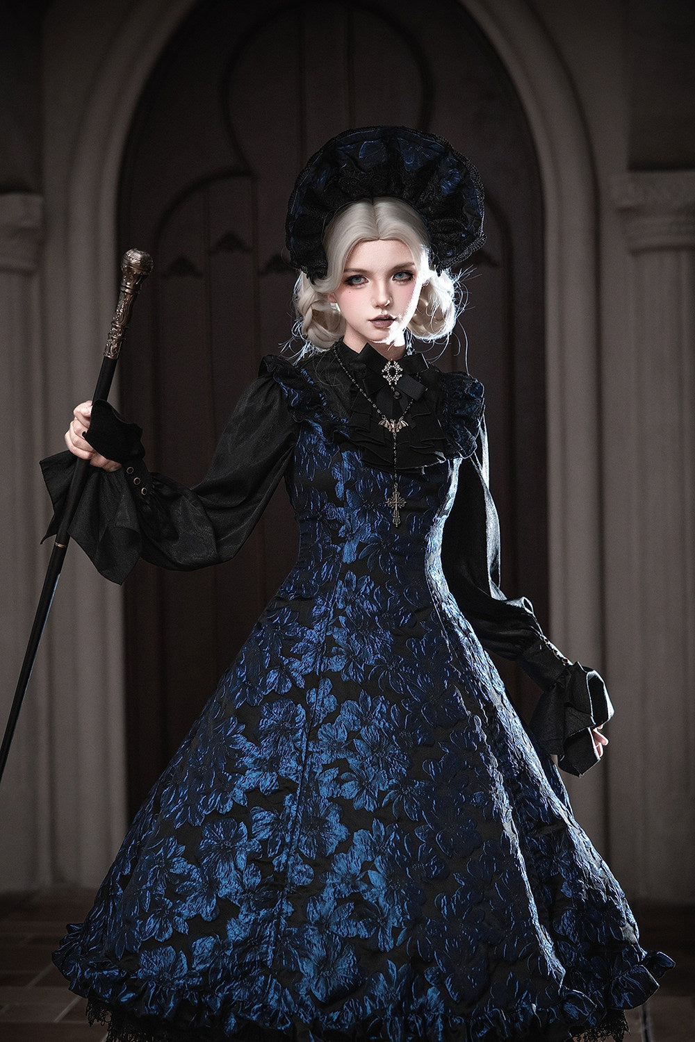 Nocturnal Lily Gothic Polka‑dot Lolita JSK - LolitaEra