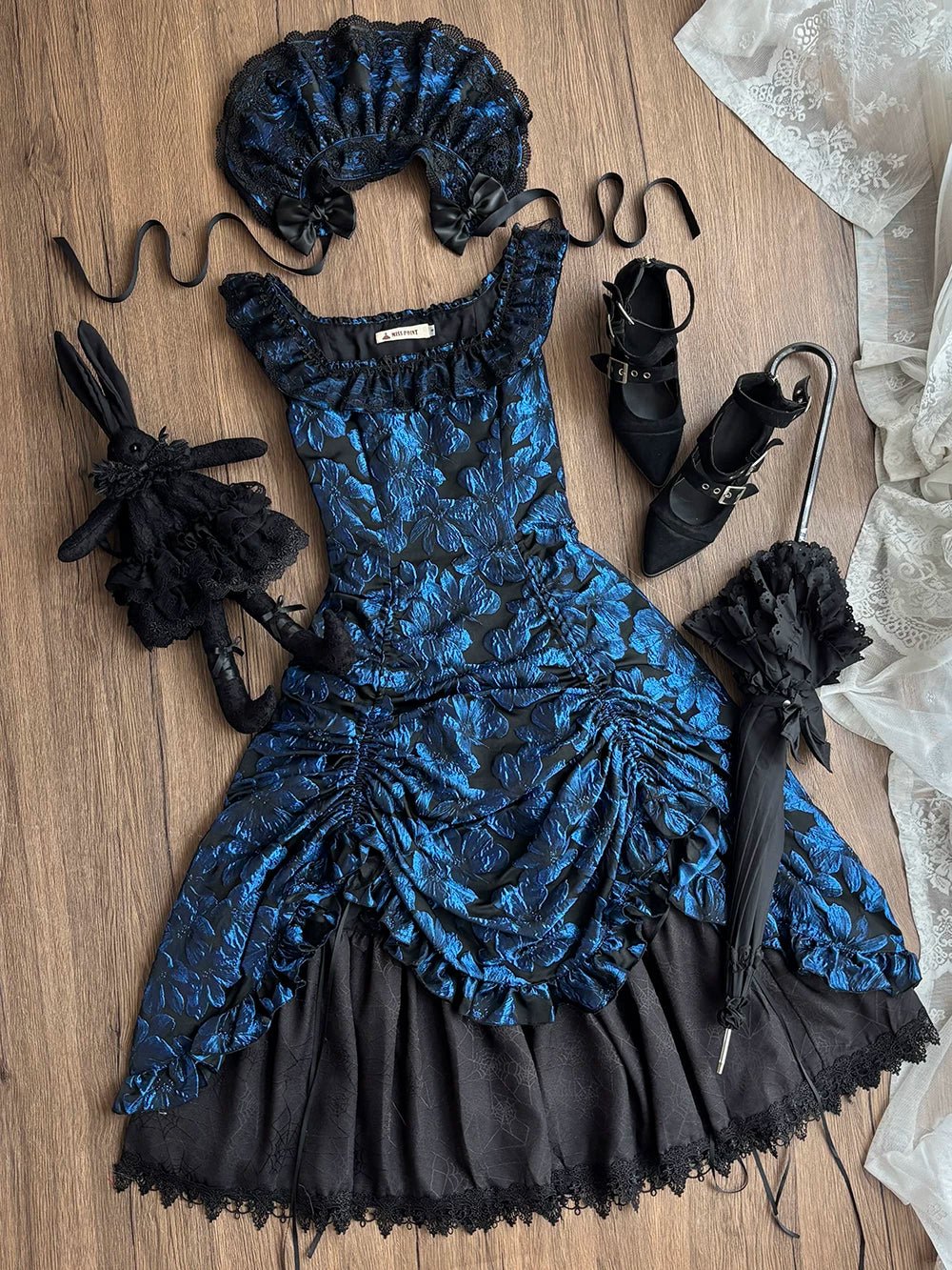 Nocturnal Lily Gothic Polka‑dot Lolita JSK - LolitaEra
