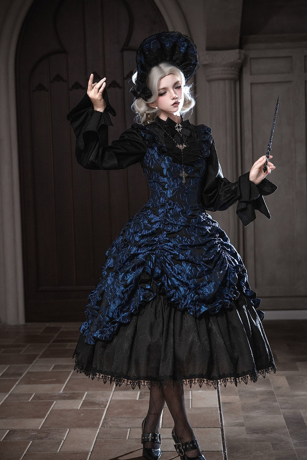 Nocturnal Lily Gothic Polka‑dot Lolita JSK - LolitaEra