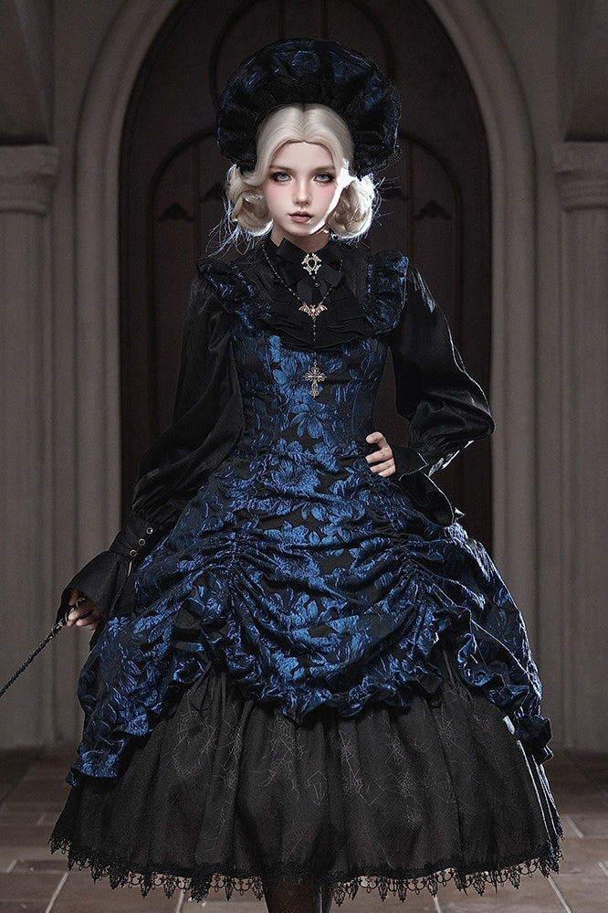 Nocturnal Lily Gothic Polka‑dot Lolita JSK - LolitaEra
