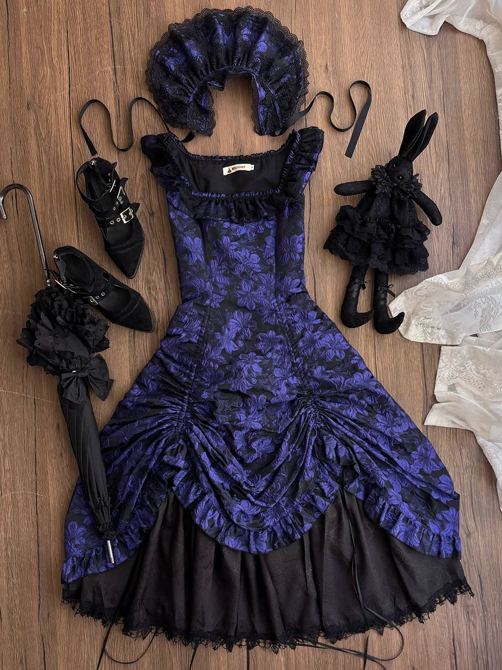 Nocturnal Lily Gothic Polka‑dot Lolita JSK - LolitaEra