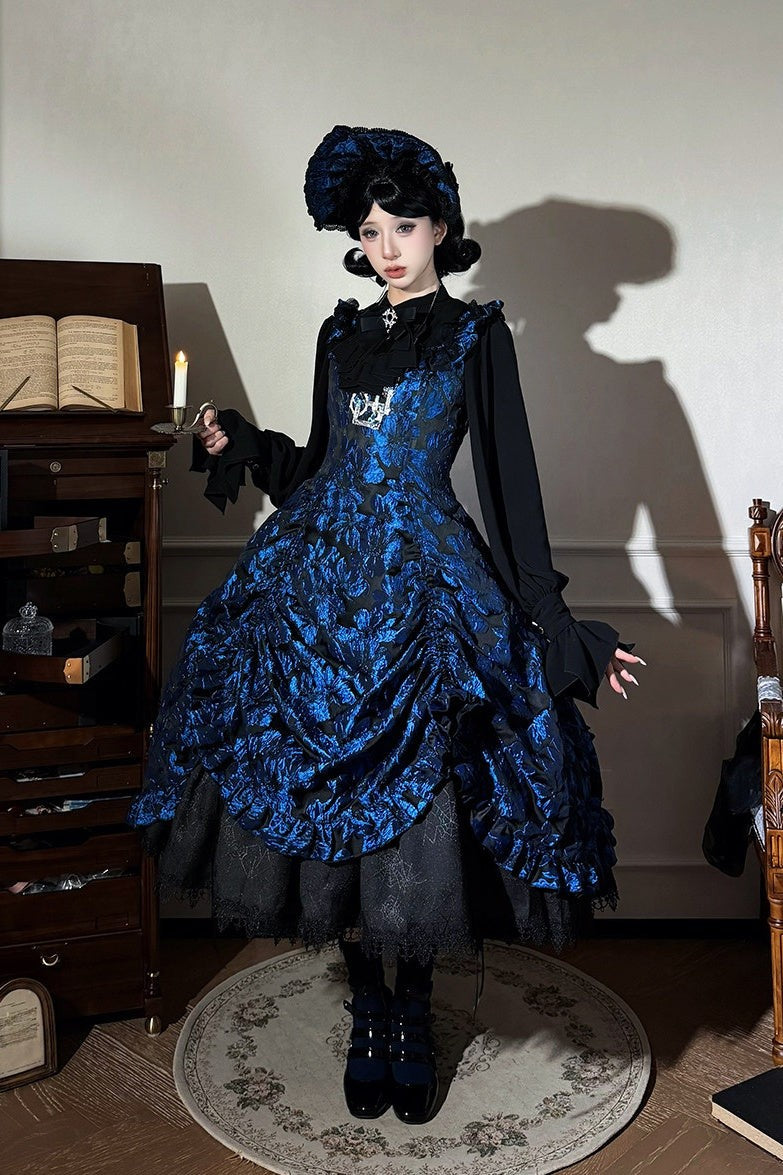 Nocturnal Lily Gothic Polka‑dot Lolita JSK - LolitaEra