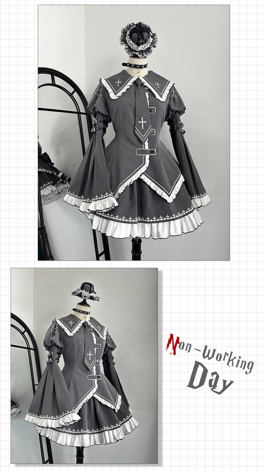 Non - Workday Gothic Lolita Princess Sleeve Dress - LolitaEraTop+SKSNon - Workday Gothic Lolita Princess Sleeve Dress
