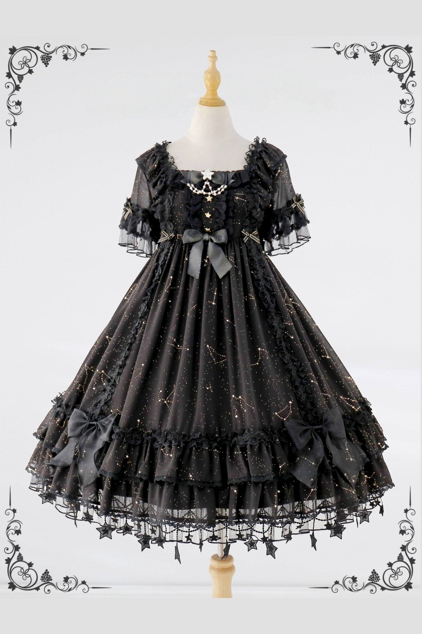November Sakuya Gothic Constellation Short Sleeve Lolita OP - LolitaEra