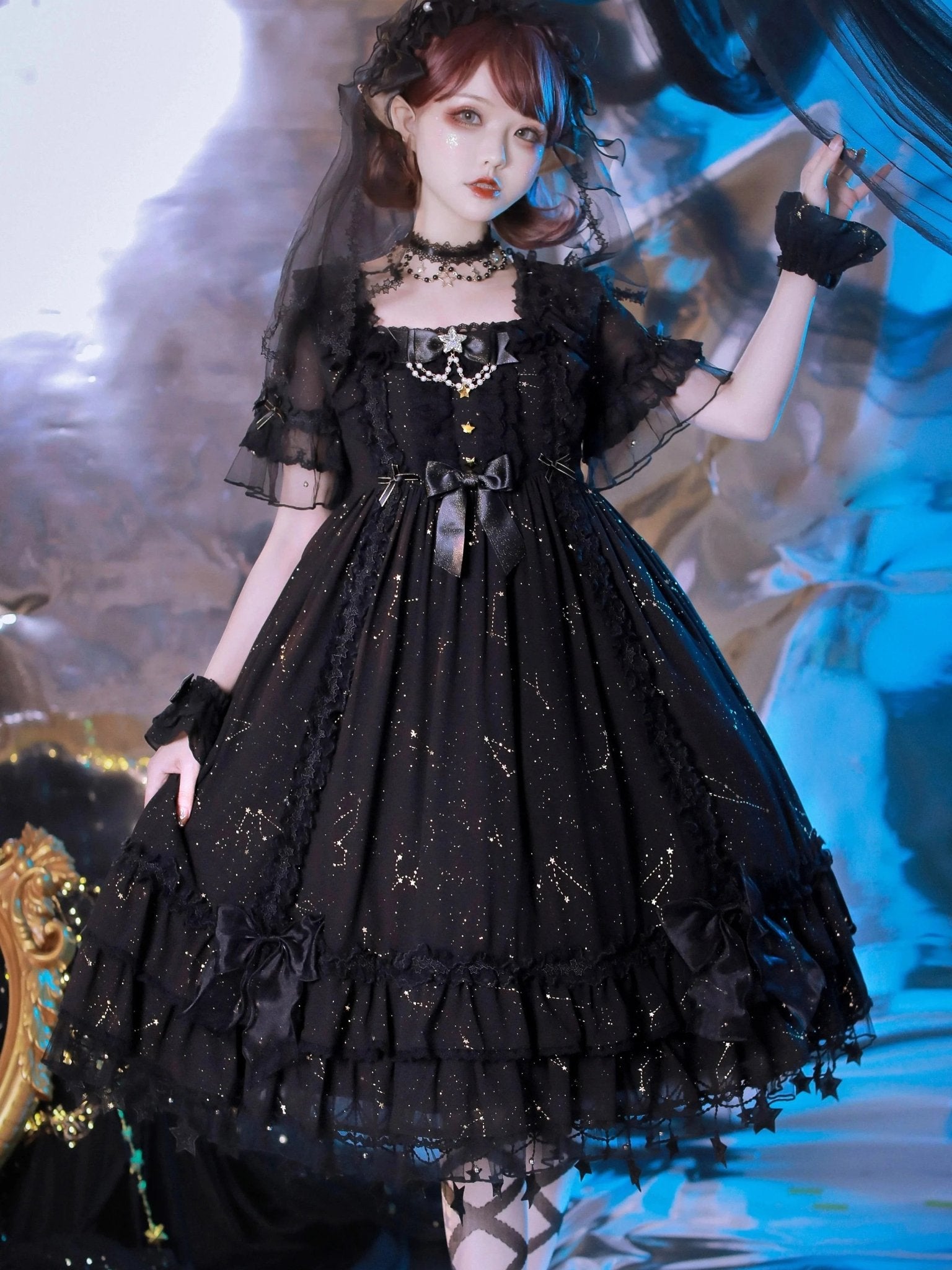 November Sakuya Gothic Constellation Short Sleeve Lolita OP - LolitaEra
