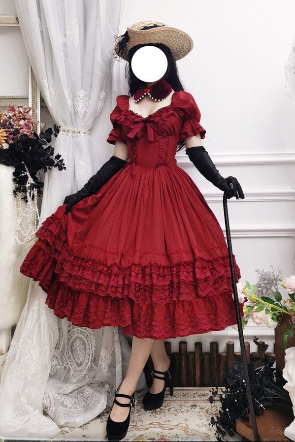 Nyx's Kiss High - Neck Elegant French Lolita Dress - LolitaEraBlackSNyx's Kiss High - Neck Elegant French Lolita Dress