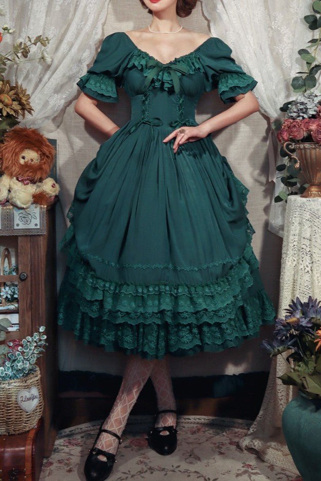 Nyx's Kiss High - Neck Elegant French Lolita Dress - LolitaEraBlackSNyx's Kiss High - Neck Elegant French Lolita Dress