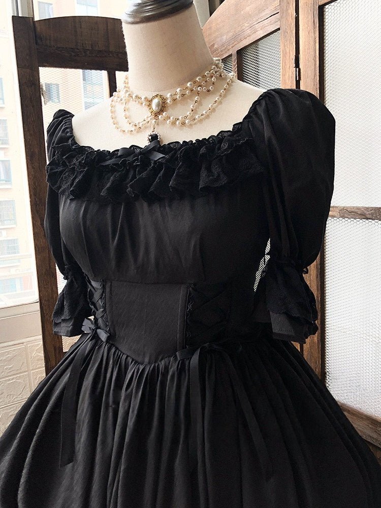 Nyx's Kiss High - Neck Elegant French Lolita Dress - LolitaEraBlackSNyx's Kiss High - Neck Elegant French Lolita Dress