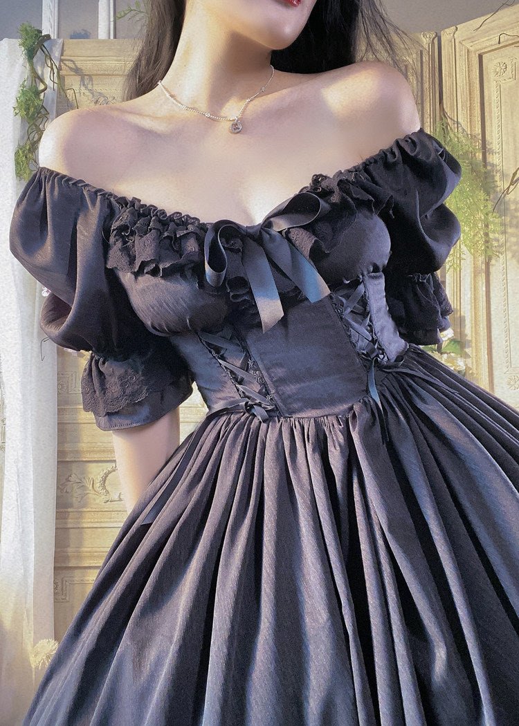 Nyx's Kiss High - Neck Elegant French Lolita Dress - LolitaEraBlackSNyx's Kiss High - Neck Elegant French Lolita Dress