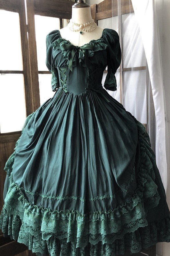 Nyx's Kiss High - Neck Elegant French Lolita Dress - LolitaEraRedSNyx's Kiss High - Neck Elegant French Lolita Dress