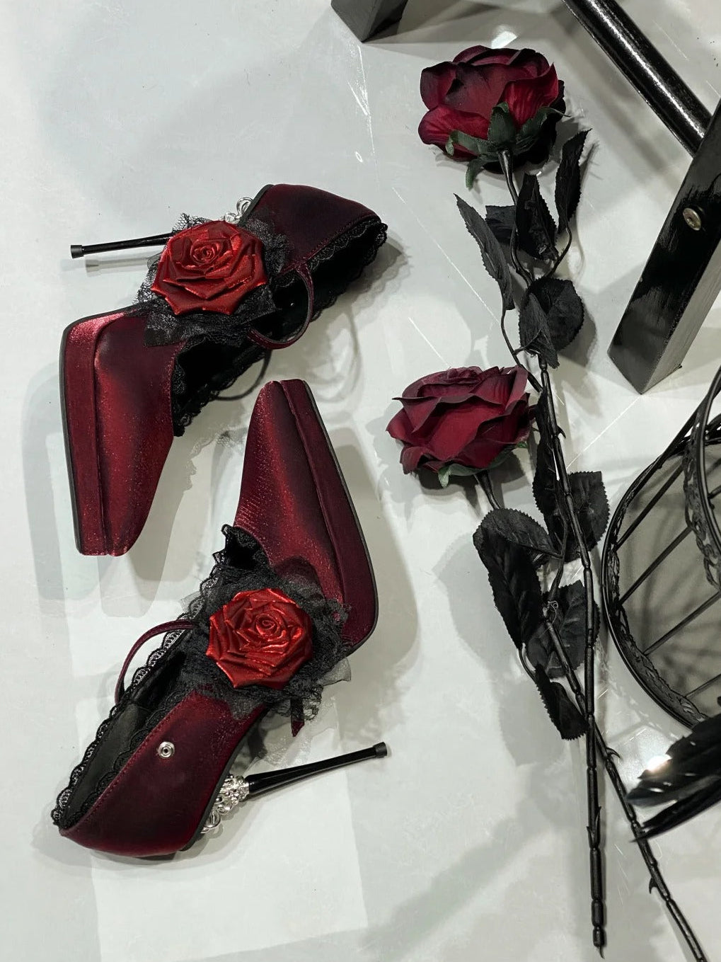Rhodes Gala Gothic Rose Ornament Platform Stiletto High Heels