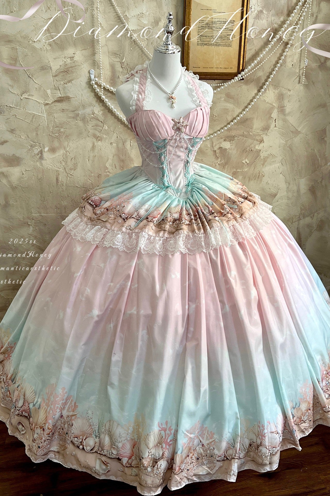 Oceanic Authenticity French Romantic Maxi Dress LE1201 - LolitaEraBlueSOceanic Authenticity French Romantic Maxi Dress LE1201
