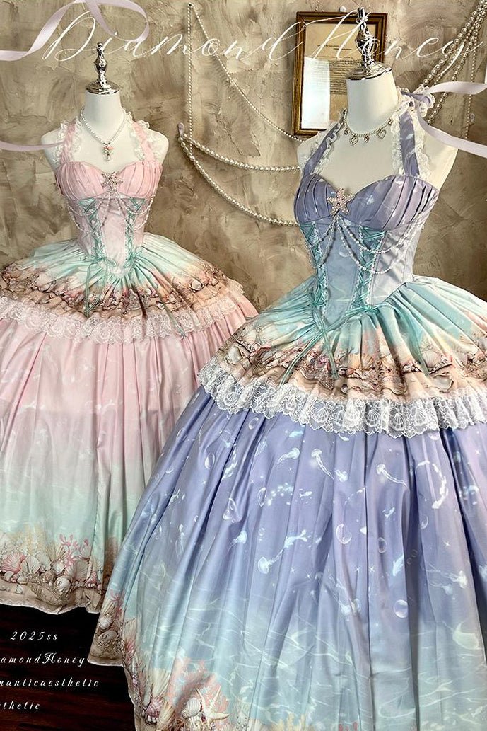 Oceanic Authenticity French Romantic Maxi Dress LE1201 - LolitaEraPinkSOceanic Authenticity French Romantic Maxi Dress LE1201