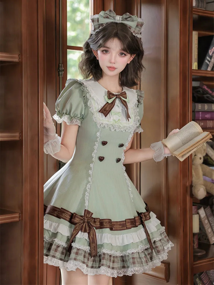 【Dear Dolls】Xiongzhi's Original Cocoa Mousse Girl Lolita Waist-Cinching Cake Skirt Dress