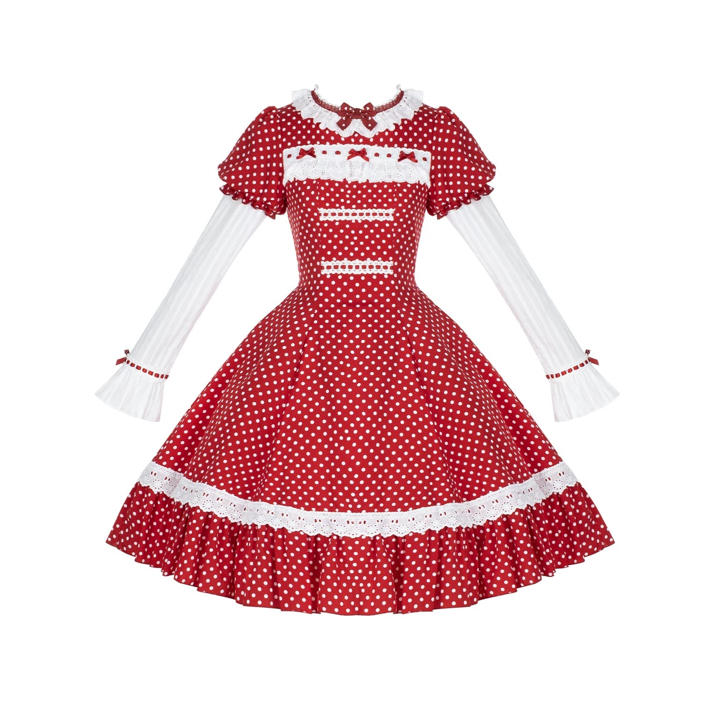 [Showa Xiaoji] withpuji Original Design Vintage Sweet Polka Dot OP/JSK Ruffle Lolita Dress Autumn