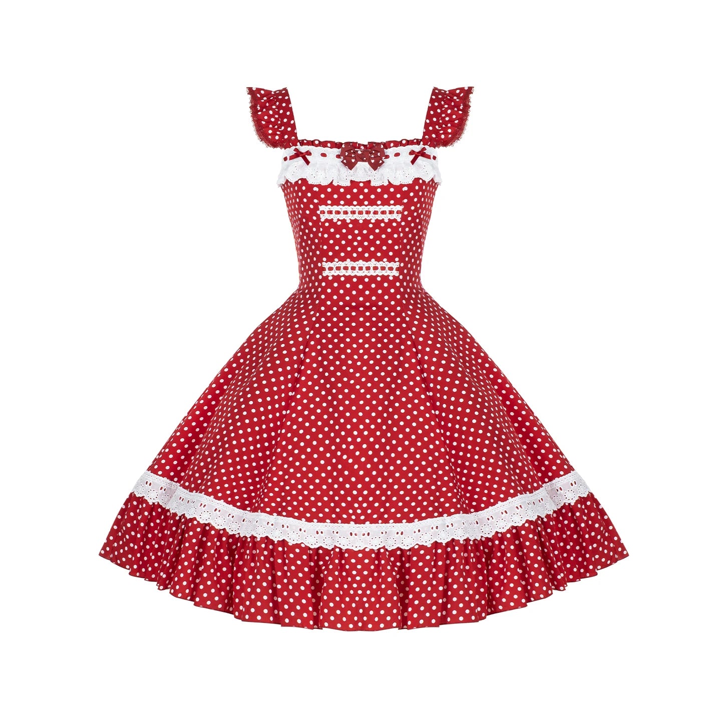 [Showa Xiaoji] withpuji Original Design Vintage Sweet Polka Dot OP/JSK Ruffle Lolita Dress Autumn