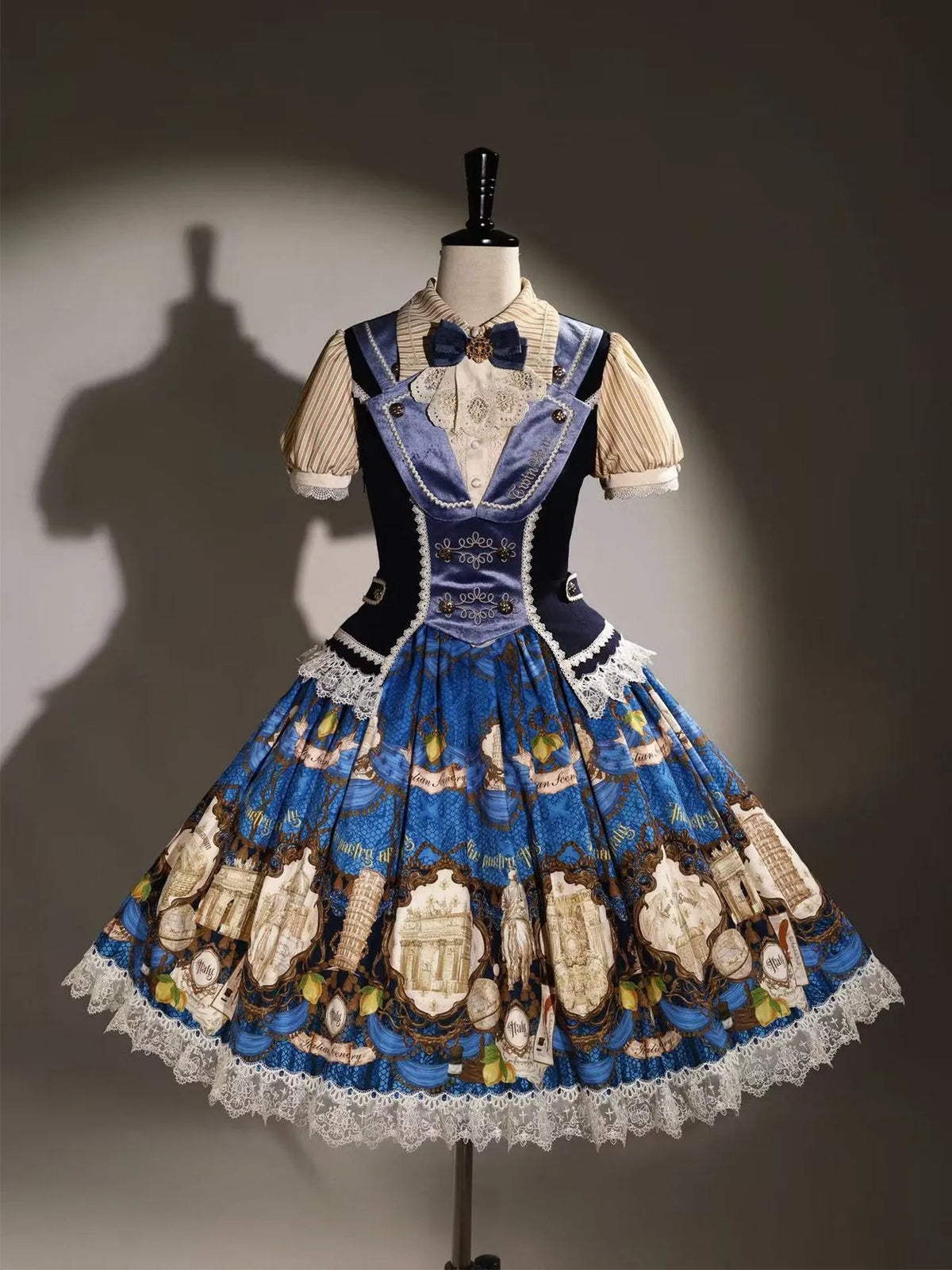 [Deposit] Alice girl Original New Lolita Italian Travelogue British Style JSK OP Skirt