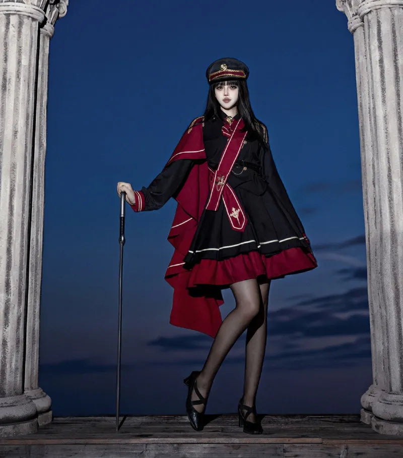 Maochiyu Original Military Lolita [Holy Crown Rose] Authentic Military Style Lolita Cool Tyrant Girl Set