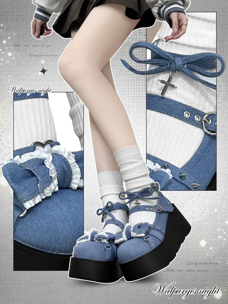 Witch's Night Original Authentic Subculture Lolita Shoes Student Sweet Cool Spicy Girl Round Toe Gothic Platform Canvas Shoes