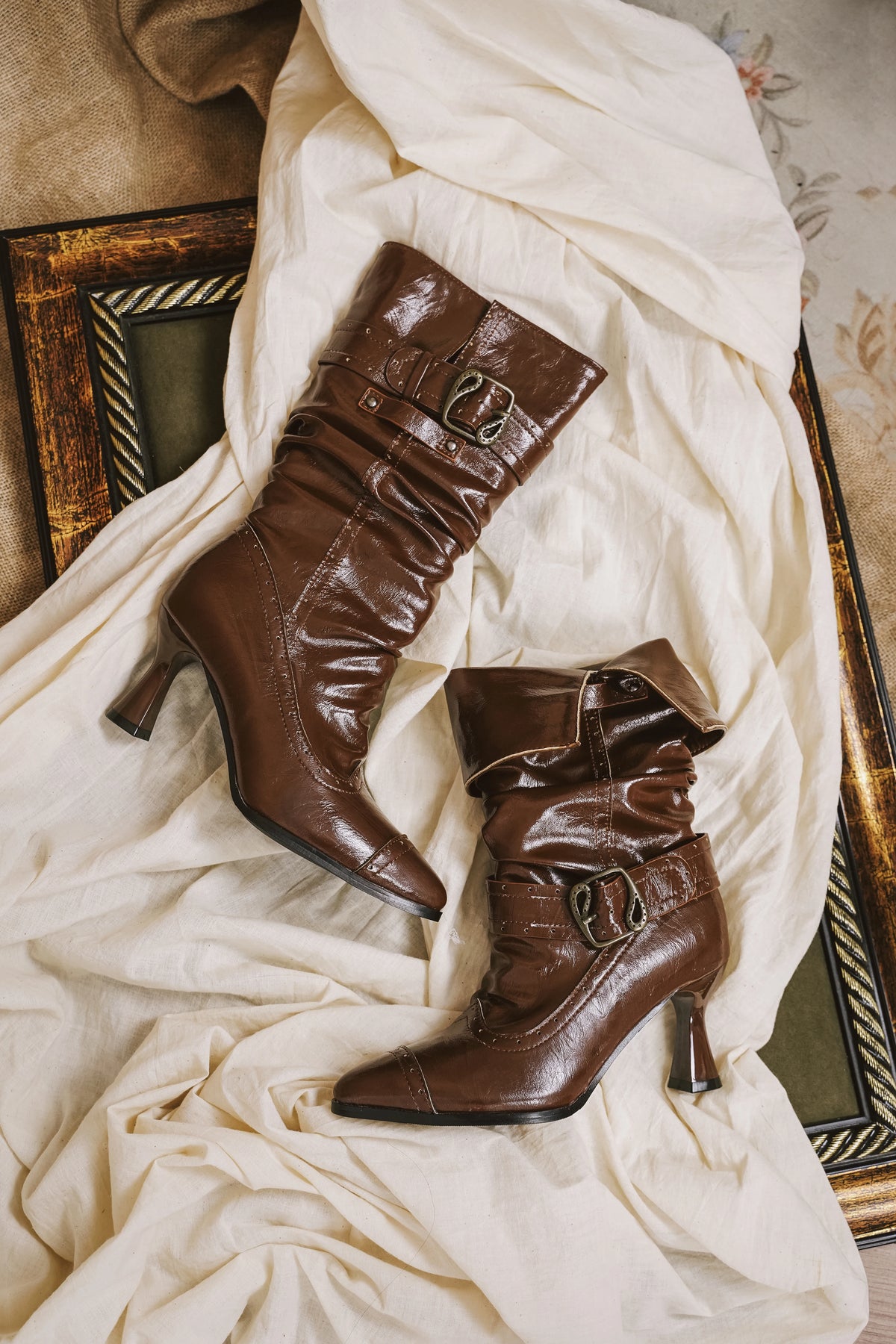 [Ready Stock] Paris Old Dream Dita Original Retro Elegant Pointed High Heels cla Lolita Pile Boots