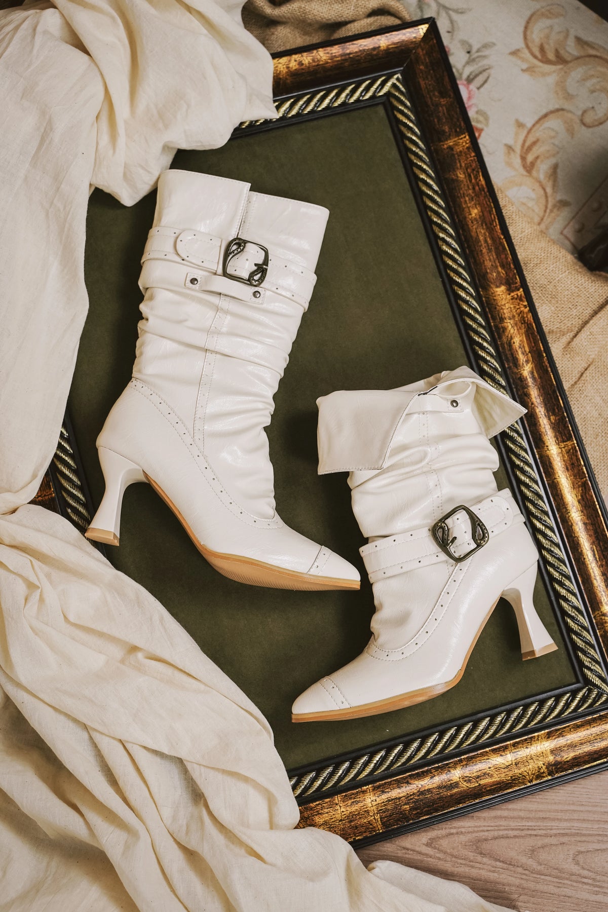 [Ready Stock] Paris Old Dream Dita Original Retro Elegant Pointed High Heels cla Lolita Pile Boots