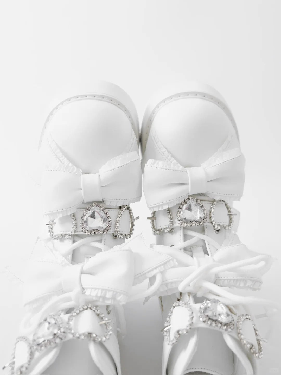 Passionate Love Song Lace Bow Patent Leather Lolita Platform Boots - LolitaEra