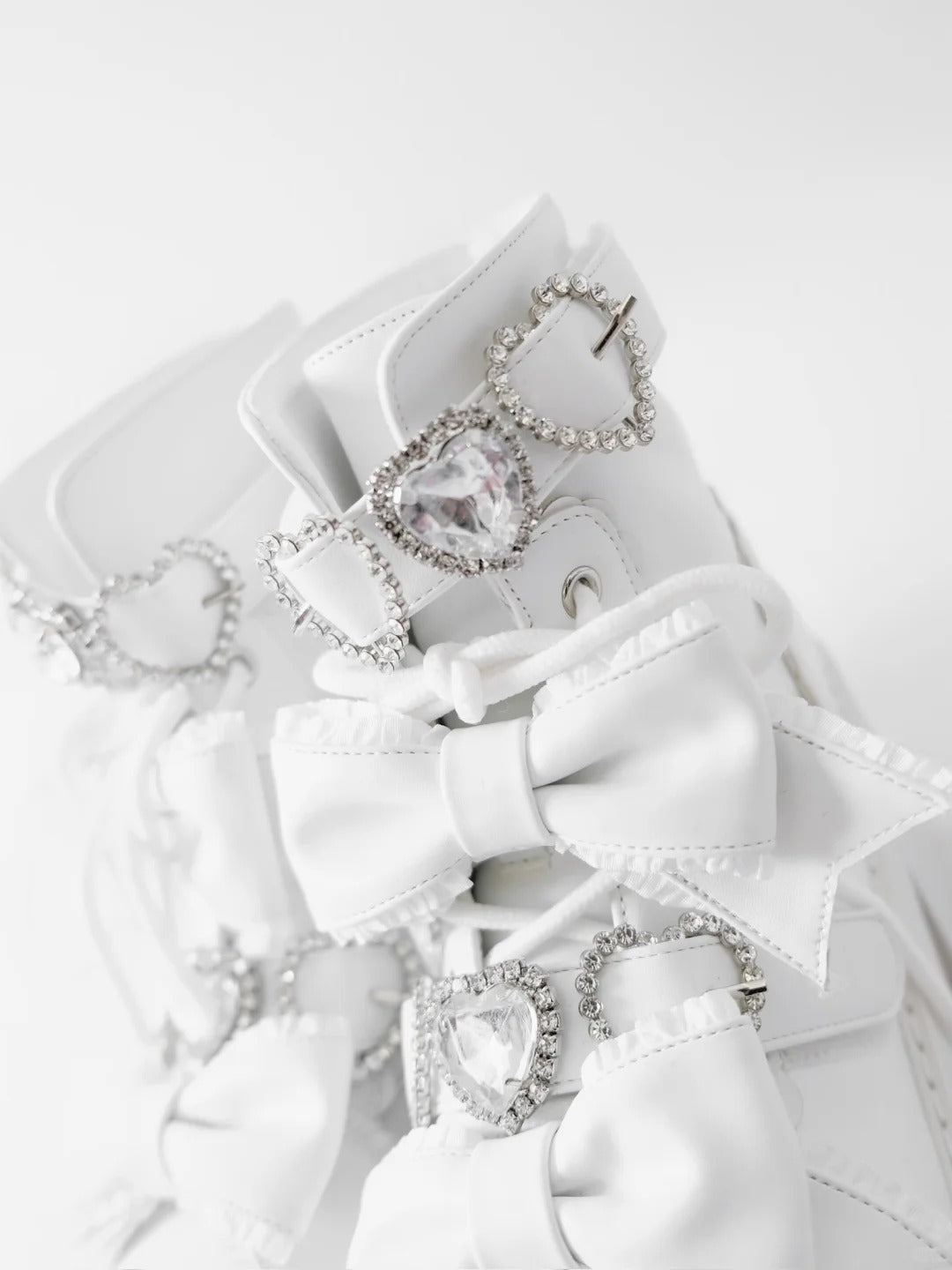 Passionate Love Song Lace Bow Patent Leather Lolita Platform Boots - LolitaEra