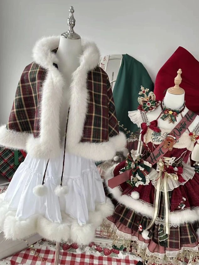 Passionate Snow Night Christmas Style Lolita Dress & Cape Set - LolitaEra
