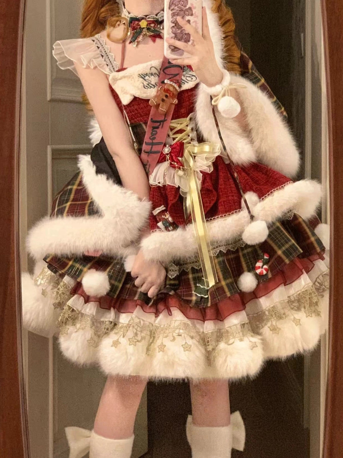 Passionate Snow Night Christmas Style Lolita Dress & Cape Set - LolitaEra