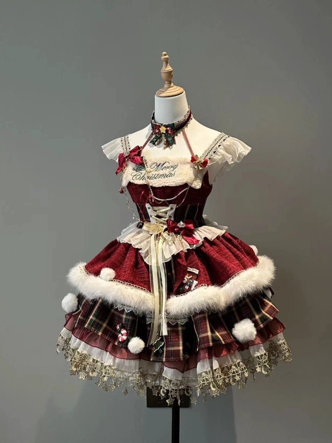 Passionate Snow Night Christmas Style Lolita Dress & Cape Set - LolitaEra