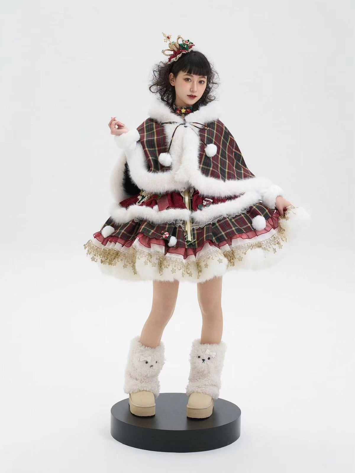 Passionate Snow Night Christmas Style Lolita Dress & Cape Set - LolitaEra