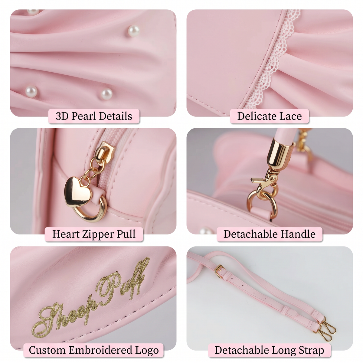 Pearl Bow Lace Trim Lolita Handbag - LolitaEra