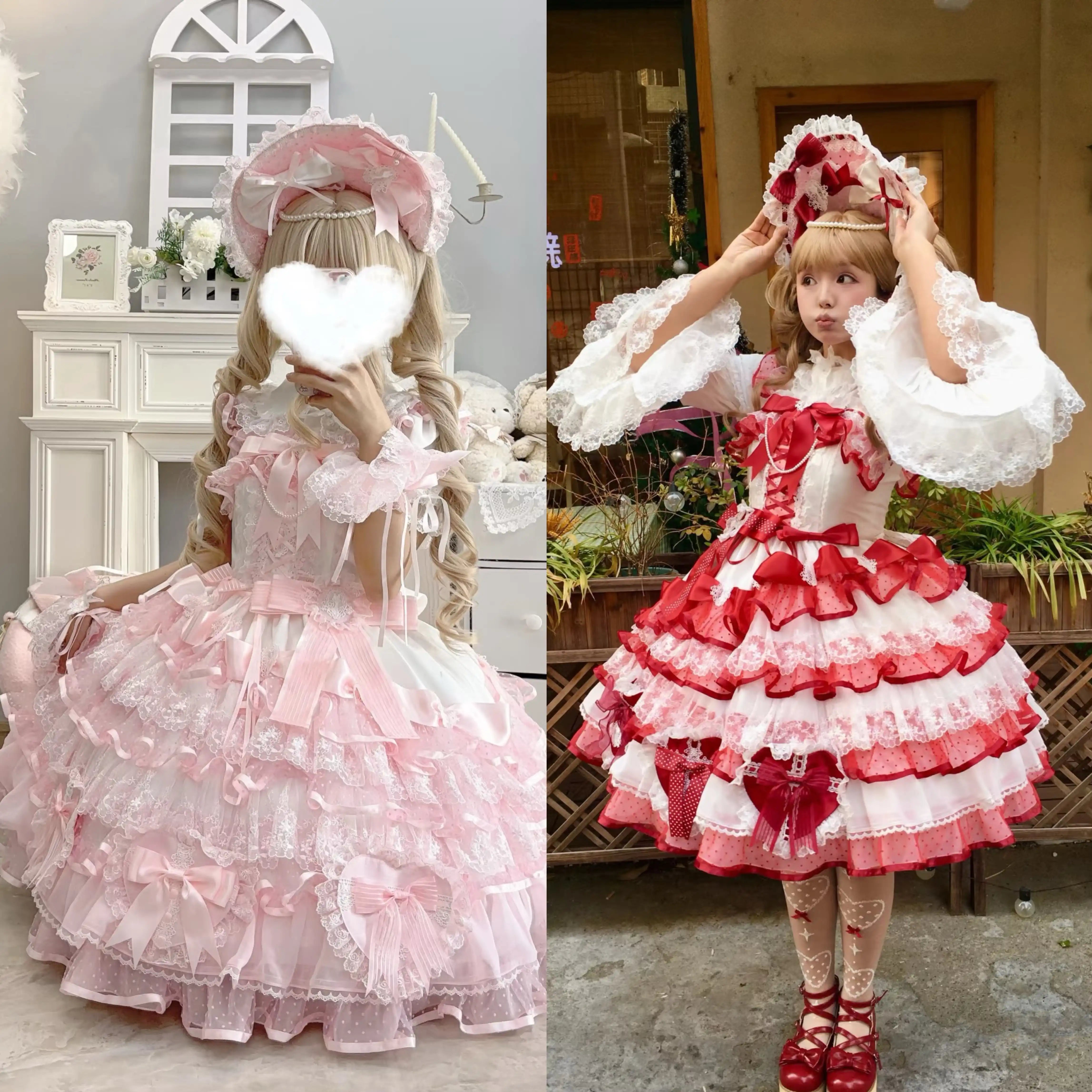 Physical Store Ready Stock Cocoa Sweetheart Heartbeat Romance Little Bride Solid Color Vintage Style Lolita Dress