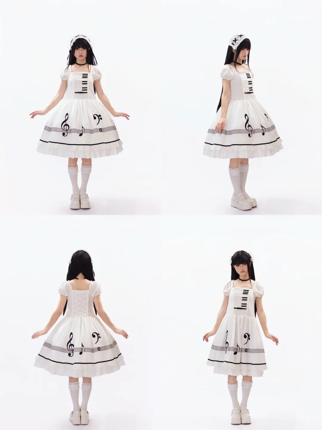 Piano Letter Vintage Music Note Lolita OP Dress - LolitaEra