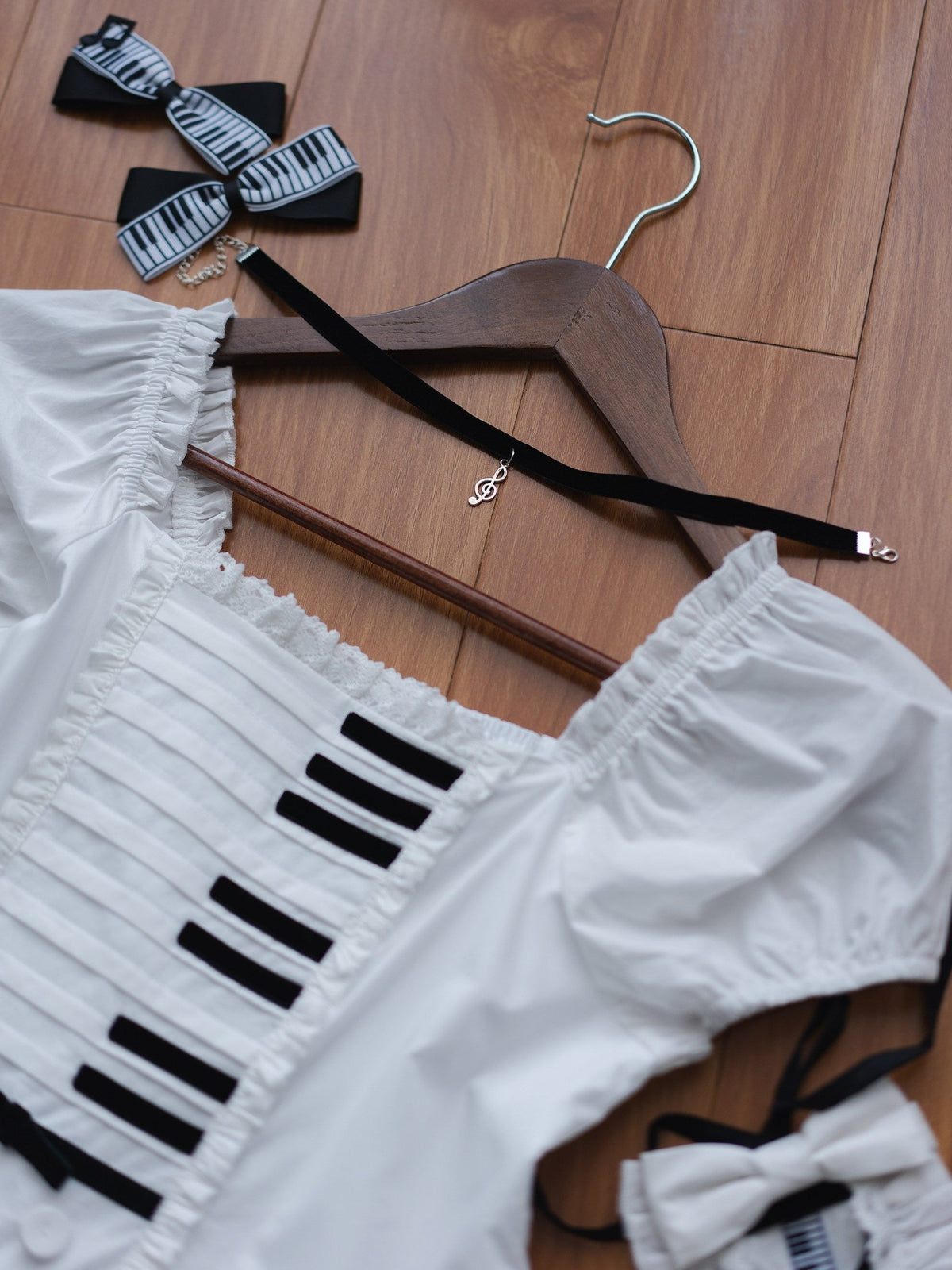 Piano Letter Vintage Music Note Lolita OP Dress - LolitaEra