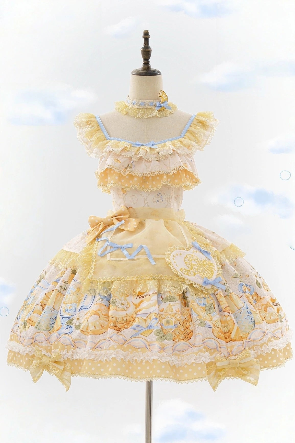 Pineapple Soda Sweet Yellow Pineapple Print Lolita JSK - LolitaEra