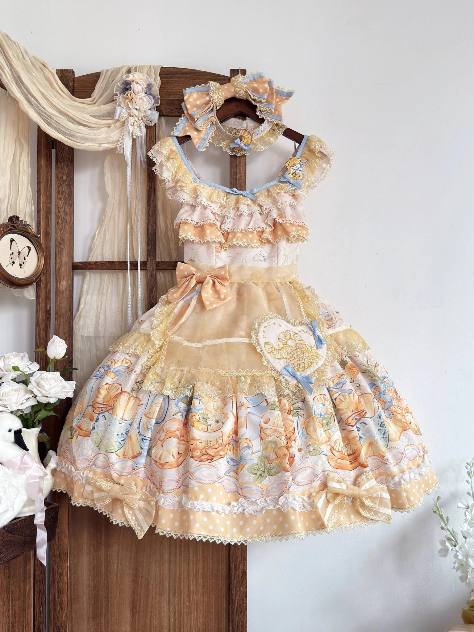 Pineapple Soda Sweet Yellow Pineapple Print Lolita JSK - LolitaEra